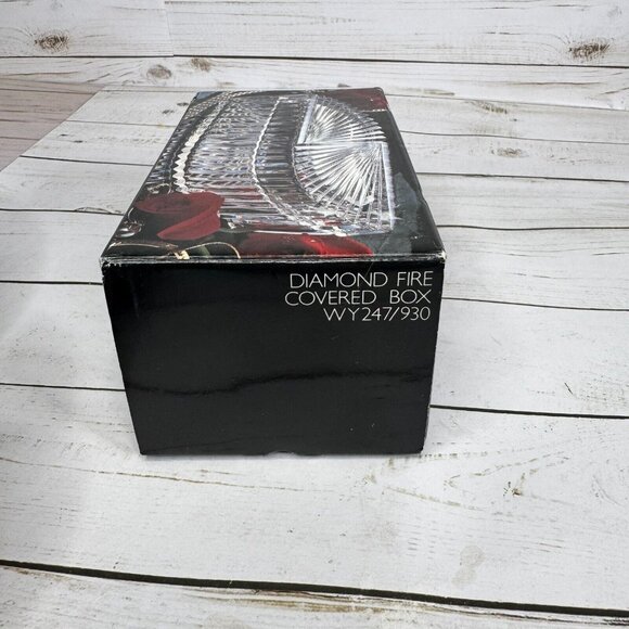 Mikasa Diamond Fire Crystal Glass Covered Trinket Box Leaf Shape WY247/930 - Picture 12 of 14